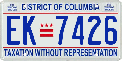 DC license plate EK7426