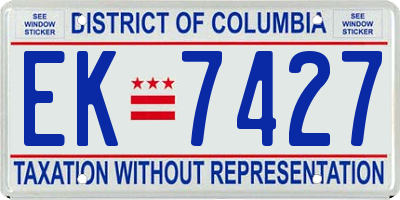 DC license plate EK7427