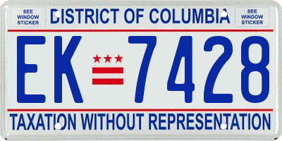 DC license plate EK7428