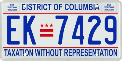 DC license plate EK7429