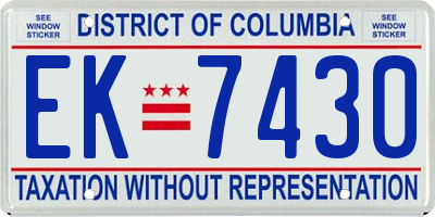 DC license plate EK7430