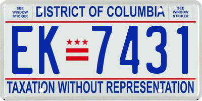 DC license plate EK7431