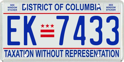 DC license plate EK7433