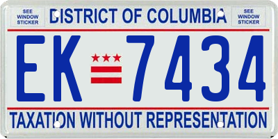 DC license plate EK7434