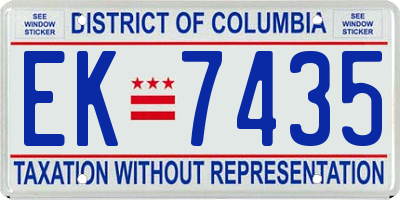 DC license plate EK7435