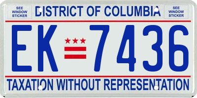 DC license plate EK7436