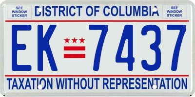 DC license plate EK7437