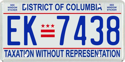 DC license plate EK7438