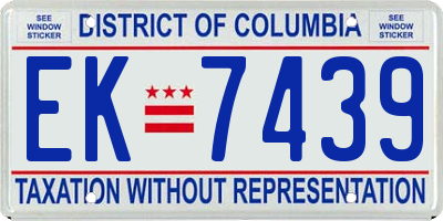 DC license plate EK7439