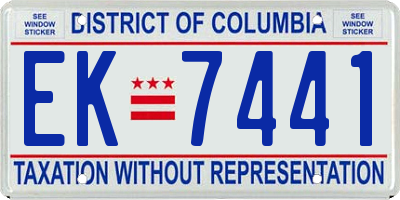 DC license plate EK7441