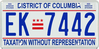 DC license plate EK7442