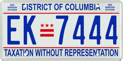 DC license plate EK7444