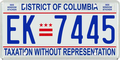 DC license plate EK7445