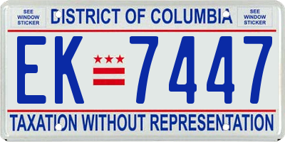 DC license plate EK7447