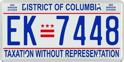 DC license plate EK7448