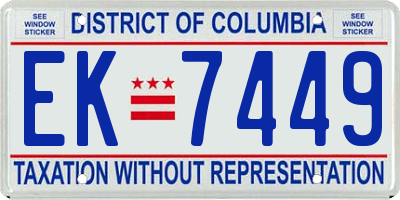 DC license plate EK7449