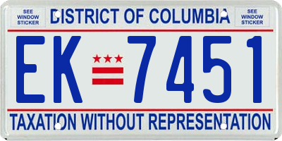 DC license plate EK7451