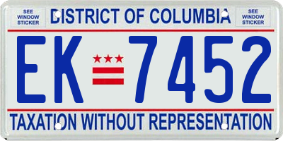 DC license plate EK7452