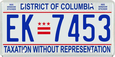 DC license plate EK7453