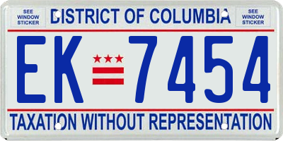 DC license plate EK7454