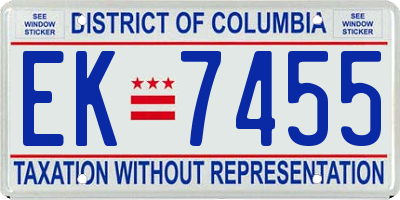 DC license plate EK7455