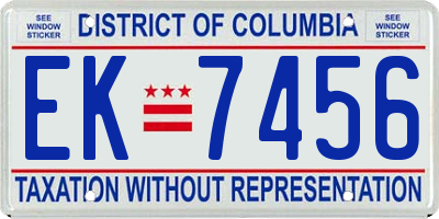 DC license plate EK7456