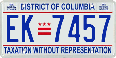 DC license plate EK7457