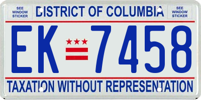 DC license plate EK7458