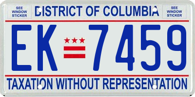 DC license plate EK7459