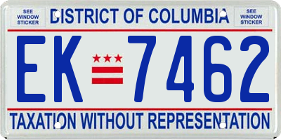 DC license plate EK7462