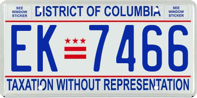 DC license plate EK7466