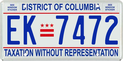 DC license plate EK7472