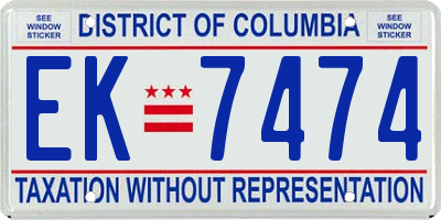 DC license plate EK7474