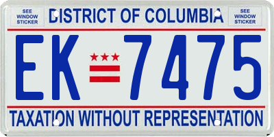 DC license plate EK7475