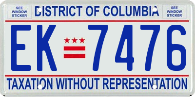 DC license plate EK7476