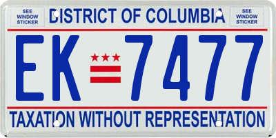 DC license plate EK7477