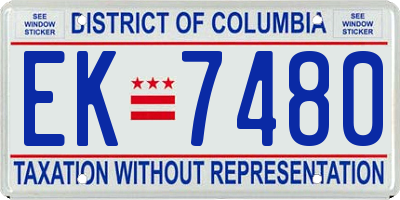 DC license plate EK7480