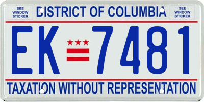 DC license plate EK7481