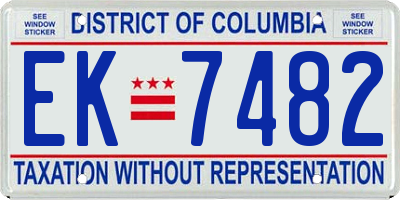 DC license plate EK7482