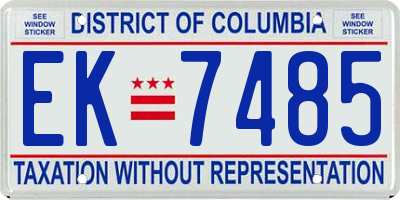 DC license plate EK7485