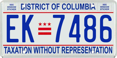 DC license plate EK7486