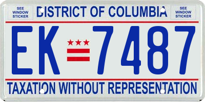 DC license plate EK7487