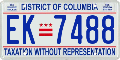 DC license plate EK7488