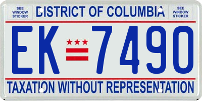 DC license plate EK7490