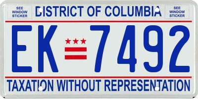 DC license plate EK7492