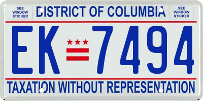 DC license plate EK7494