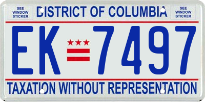 DC license plate EK7497