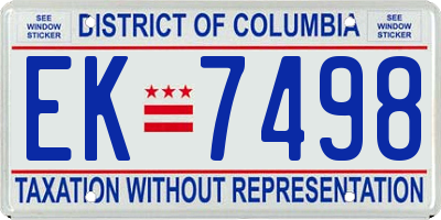 DC license plate EK7498