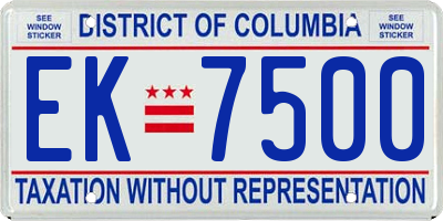 DC license plate EK7500