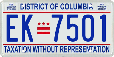 DC license plate EK7501